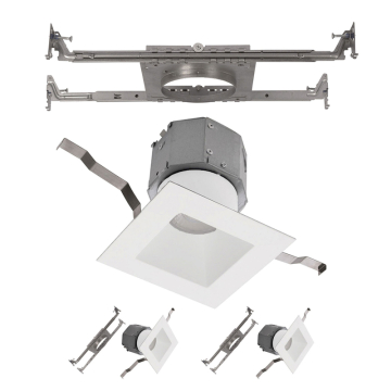 WAC Lighting Pop-in 4" Square Built-in J-Box New Construction LED Downlight - 2 Pack - 1,000 Lumens - 12W - CCT Selectable - 120-277V - White