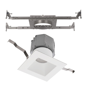 WAC Lighting Pop-in 4" Square Built-in J-Box New Construction LED Downlight - 1,000 Lumens - 12W - CCT Selectable - 120-277V - White