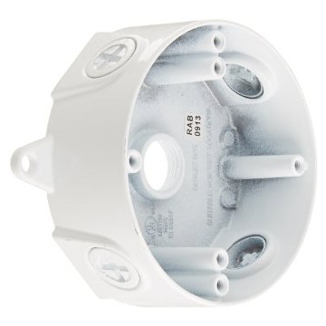 RAB Weatherproof Round Box - 1/2" Tap - White - No Cover