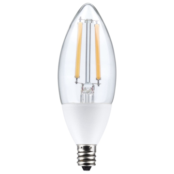 SATCO 5W B11 LED Filament Lamp - Clear - Dusk to Dawn - 5000K - E12 - 120V