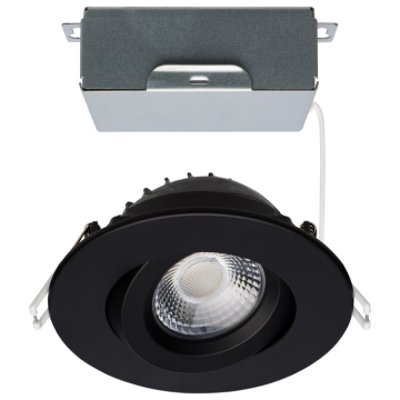 SATCO|NUVO Architectural LED Gimbal Downlight - 4" Round - 12W - CCT Selectable - Black - 850 Lumens - 120V