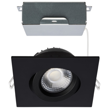 SATCO|NUVO Architectural LED Gimbal Downlight - 4" Square - 12W - CCT Selectable - Black - 850 Lumens - 120V