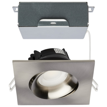 SATCO|NUVO Architectural LED Gimbal Downlight - 3.5" Square - 12W - CCT Selectable - Brushed Nickel - 840 Lumens - 120V