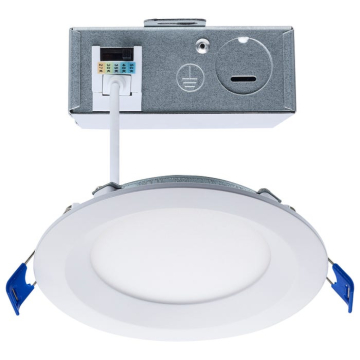 SATCO|NUVO Slim Fit LED Downlight - 10W - 4" Round - CCT Selectable - Smooth Baffle - White - 120V