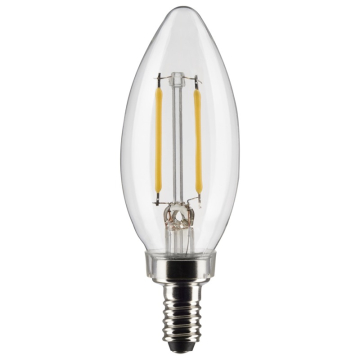 SATCO 3W B11 LED Filament Lamp - Clear - E12 - 2700K - 200 Lumens - 120V - 2-Pack