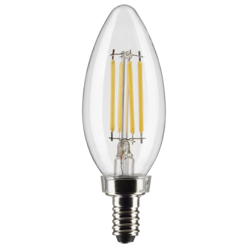 SATCO 4W B11 LED Filament Lamp - Clear - E12 - 2700K - 350 Lumens - 120V - 3-Pack