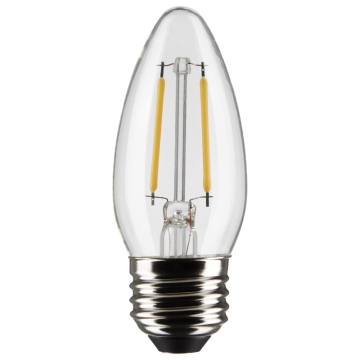 SATCO 5.5W B11 LED Filament Lamp - Clear - E26 - 2700K - 500 Lumens - 120V - 2- Pack