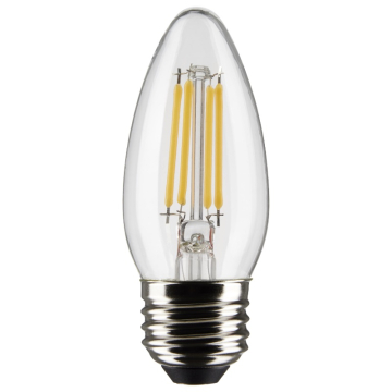 SATCO 4W B11 LED Filament Lamp - Clear - E26 - 2700K - 350 Lumens - 120V - 2-Pack