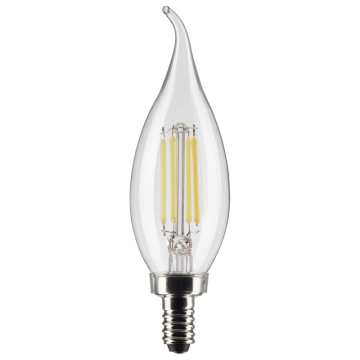 SATCO 5.5W CA10 LED Filament Lamp - Clear - E12 - 4000K - 500 Lumens - 120V