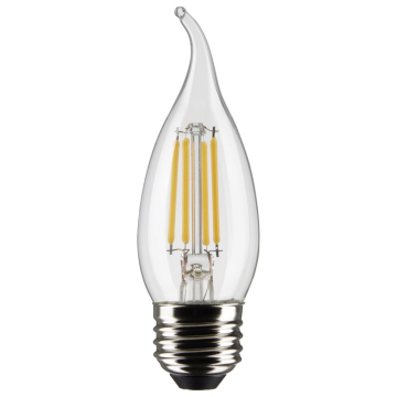 SATCO 4W CA10 LED Filament Lamp - Clear - E26 - 3000K - 350 Lumens - 120V - 2-Pack
