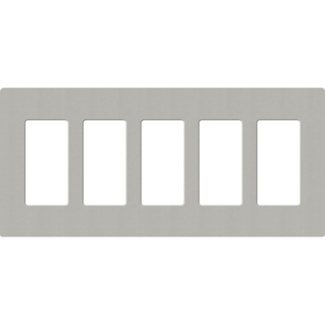 Lutron Claro Screwless Designer Wallplate - 5 Gang - Pebble