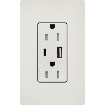 Lutron Claro 15A Tamper-Resistant USB Type A and C Duplex Receptacle - Lunar Gray