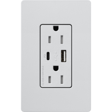 Lutron Claro 15A Tamper-Resistant USB Type A and C Duplex Receptacle - Mist