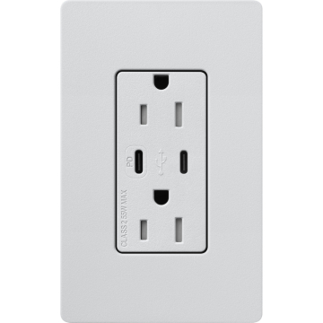 Lutron Claro 15A Tamper-Resistant USB Type C Duplex Receptacle - Mist