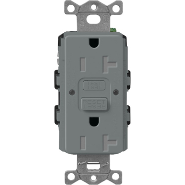Lutron Claro 20A GFCI Receptacle - Tamper Resistant - Slate