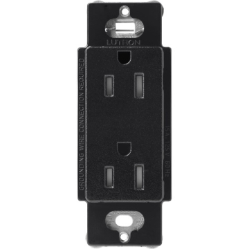 Lutron Claro 15A Tamper Resistant Receptacle - Midnight