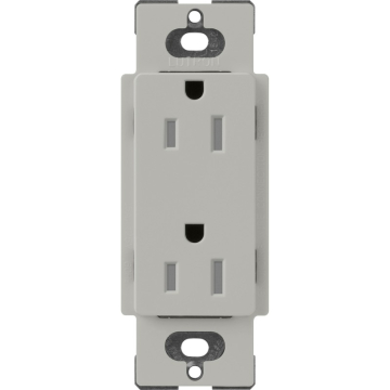 Lutron Claro 15A Tamper Resistant Receptacle - Pebble