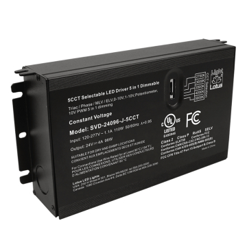 Lotus LED Lights 5CCT Selectable LED Driver - 96W - CCT Selectable - 120-277V