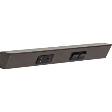 Task Lighting 18" Angled Power Strip - 1 Black Duplex Receptacle - 2 Black Right Side Switches - Bronze