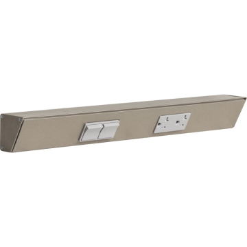 Task Lighting 18" Angled Power Strip - 1 Gray Duplex Receptacle - 2 Gray Left Side Switches - Satin Nickel