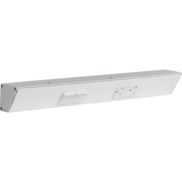 Task Lighting 18" Angled Power Strip - 1 White Duplex Receptacle - 2 White Left Side Switches - White