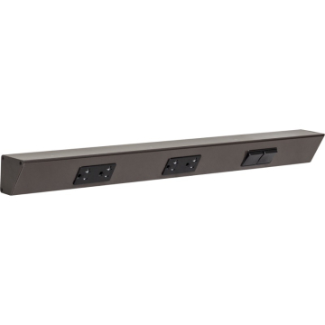 Task Lighting 24" Angled Power Strip - 2 Black Duplex Receptacles - 2 Black Right Side Switches - Bronze