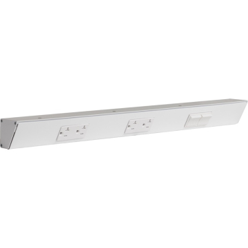 Task Lighting 24" Angled Power Strip - 2 White Duplex Receptacles - 2 White Right Side Switches - White