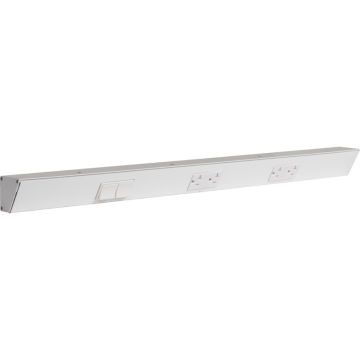 Task Lighting 30" Angled Power Strip - 2 White Duplex Receptacles - 2 White Left Side Switches - White
