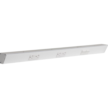 Task Lighting 30" Angled Power Strip - 2 White Duplex Receptacles - 2 White Right Side Switches - White