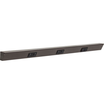 Task Lighting 36" Angled Power Strip - 2 Black Duplex Receptacles - 2 Black Right Side Switches - Bronze