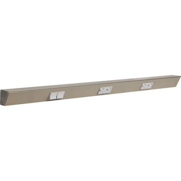 Task Lighting 36" Angled Power Strip - 2 Gray Duplex Receptacles - 2 Gray Left Side Switches - Satin Nickel