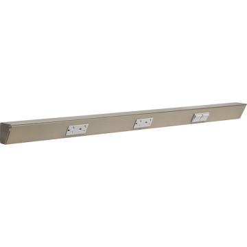 Task Lighting 36" Angled Power Strip - 2 Gray Duplex Receptacles - 2 Gray Right Side Switches - Satin Nickel
