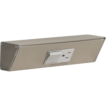 Task Lighting 9" Angled Power Strip - 1 Gray Single Receptacle / Switch - Satin Nickel