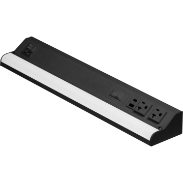American Lighting Courant Plus 18" LED Under Cabinet Light - 12W - CCT Selectable - (2) Receptacles and (1) USB-A/C - 1,000 Lumens - 120V - Black