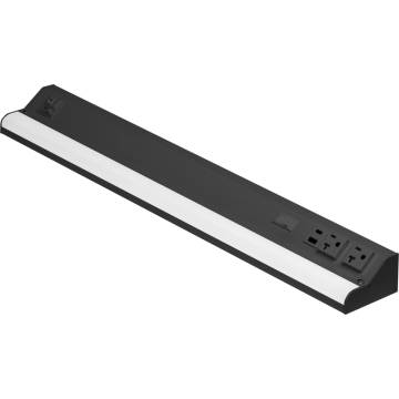 American Lighting Courant Plus 24" LED Under Cabinet Light - 15W - CCT Selectable - (2) Receptacles and (1) USB-A/C - 1,200 Lumens - 120V - Black