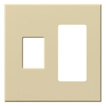 Lutron Vareo Architectural Wallplate - 2 Gang - 1 Dimmer / 1 Accessory - Ivory