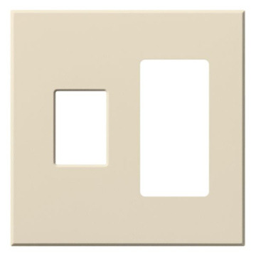 Lutron Vareo Architectural Wallplate - 2 Gang - 1 Dimmer / 1 Accessory - Light Almond