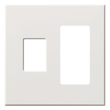 Lutron Vareo Architectural Wallplate - 2 Gang - 1 Dimmer / 1 Accessory - White
