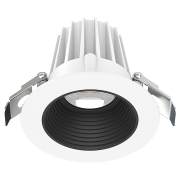 Lotus 2" Round Economy Regressed LED Downlight - 9W - White Trim / Black Baffle Reflector - CCT Selectable - 120V