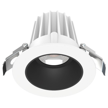 Lotus 2" Round Economy Regressed LED Downlight - 9W - White Trim / Black Smooth Reflector - CCT Selectable - 120V