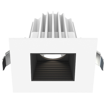 Lotus 8W 2" Square Economy Regressed LED Downlight - White Trim / Black Baffle Reflector - CCT Selectable - 570 Lumens - 120V