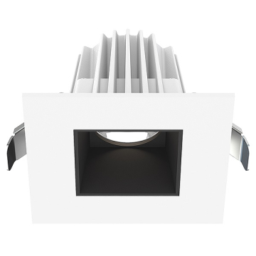 Lotus 8W 2" Square Economy Regressed LED Downlight - White Trim / Black Smooth Reflector - CCT Selectable - 570 Lumens - 120V