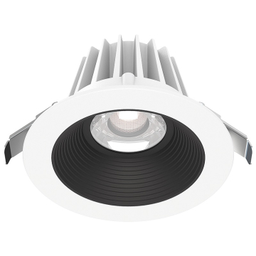 Lotus 4" Round Economy Regressed LED Downlight - 15W - White Trim / Black Baffle Reflector - CCT Selectable - 120V