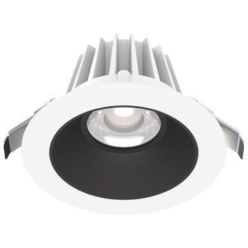 Lotus 4" Round Economy Regressed LED Downlight - 15W - White Trim / Black Smooth Reflector - CCT Selectable - 120V
