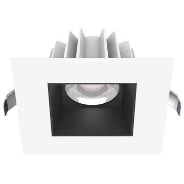 Lotus 4" Square Economy Regressed LED Downlight - 15W - White Trim / Black Smooth Reflector - CCT Selectable - 120V