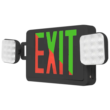 Westgate XTU LED Slim Exit Emergency Combo - Remote Capable - Red/Green Letters - Black Trim - Battery Backup - 120-277V