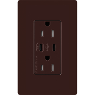 Lutron Claro 15A Tamper-Resistant USB Type C Duplex Receptacle - Brown