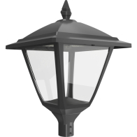RAB Heritage Square Decorative LED Lantern - 15,401 Max Lumens - 60 | 80 | 100 | 120W - Type III/Type V Selectable Optics - 7-Pin Receptacle - Pole Mount - 120-277V - Bronze