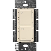 Lutron Maestro Dual LED+ Dimmer and Fan Control - Single Pole - Light Almond