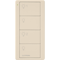 Lutron 4-Button Pico Smart Remote - 2 Group Control - Light Icons - Light Almond